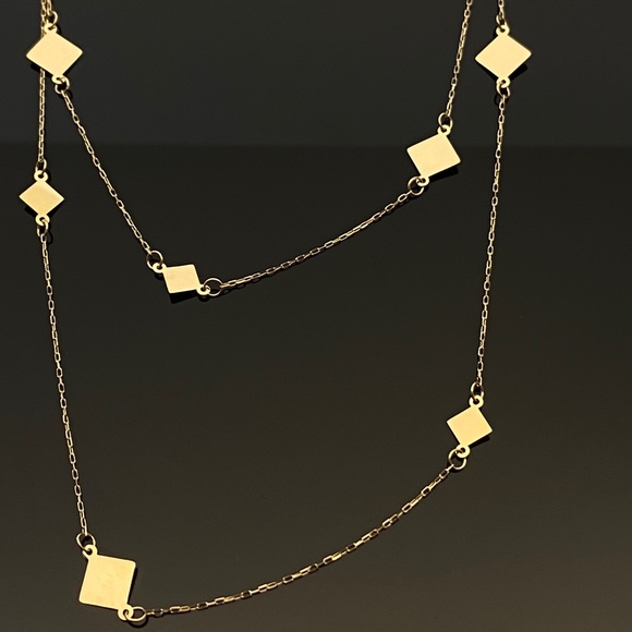 Solid 14K Yellow Gold Double Strand LayerNecklace